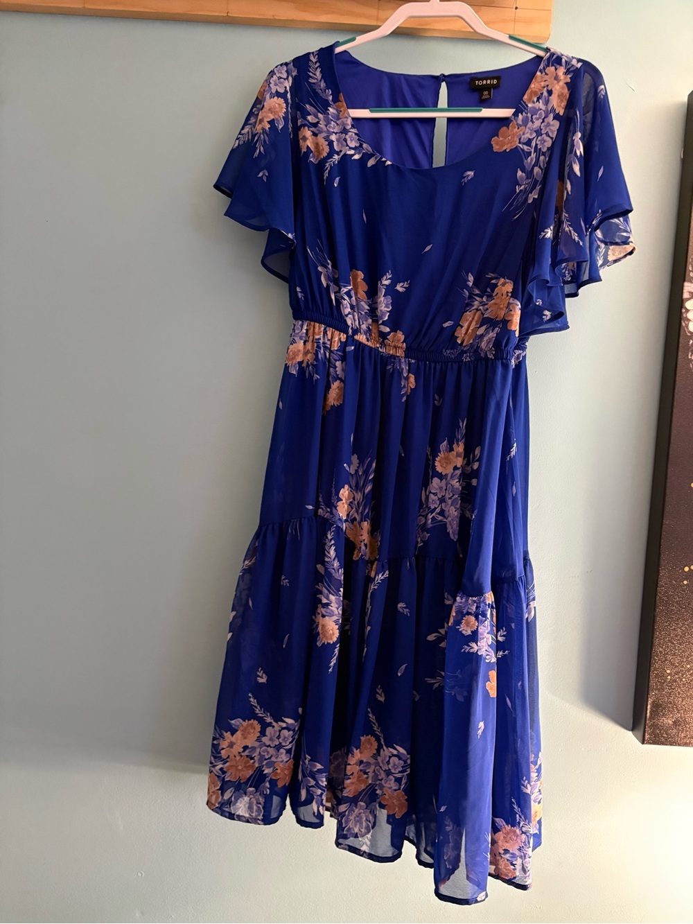 torrid Cobalt Blue Dress with Floral Accent